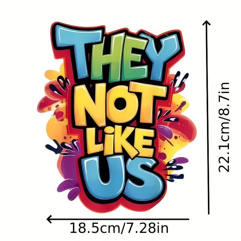 TEMU 6-8pcs Vibrant Graffiti-style " Not " Vinyl Iron-on Transfer Decals - Mixed Color Washable Heat Press Stickers For Diy T-shirts, Hoodies,