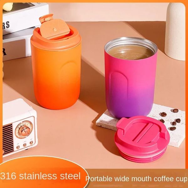 380ML gradient color Vacuum Insulated Coffee Mug Double-wall Stainless Steel Travel Tumbler fl oz thermo Valentines Gift 240828