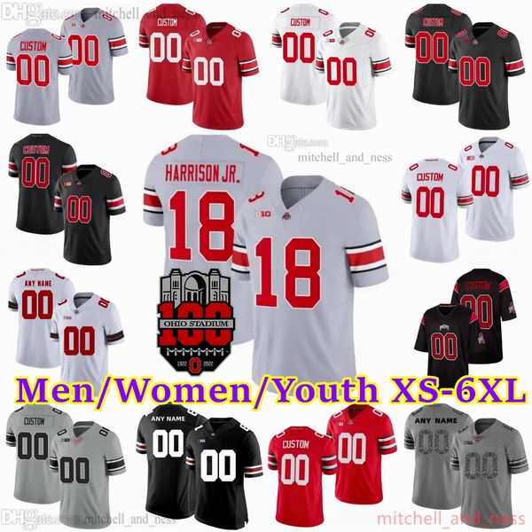 2023 Custom S-6XL NCAA Ohio State Buckeyes Justin Fields Football Jersey 6 Kyle McCord 19 Chip Trayanum 18 Marvin Harrison Jr. 8 Cade Stover