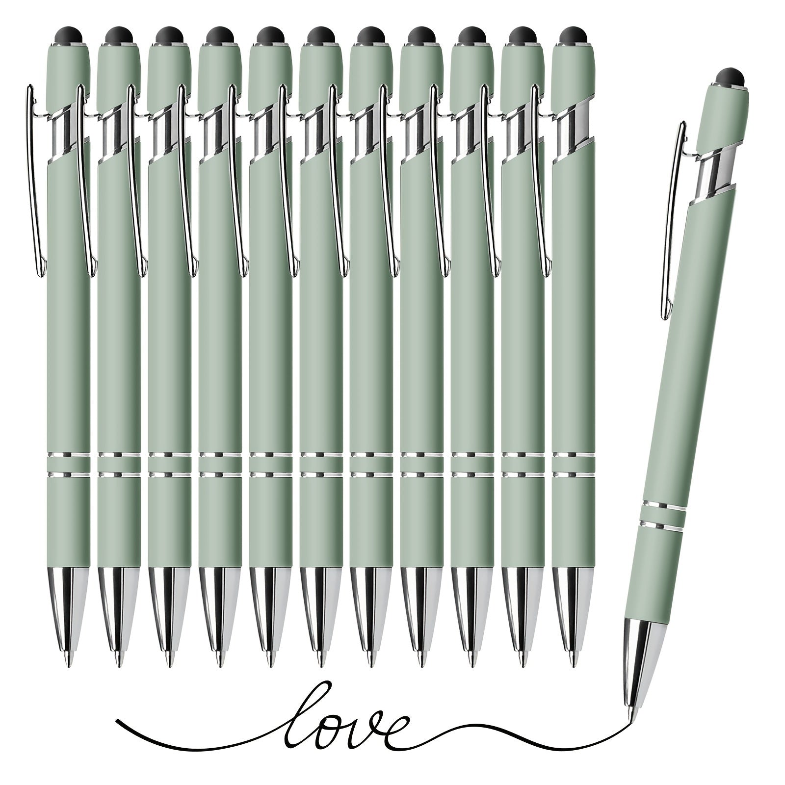 TEMU 12pcs Metal Ballpoint Pens With Touch Screen Nibs, Elegant And Deep Morandi Color, Suitable For School And Office Use, Great For Holiday Gifts