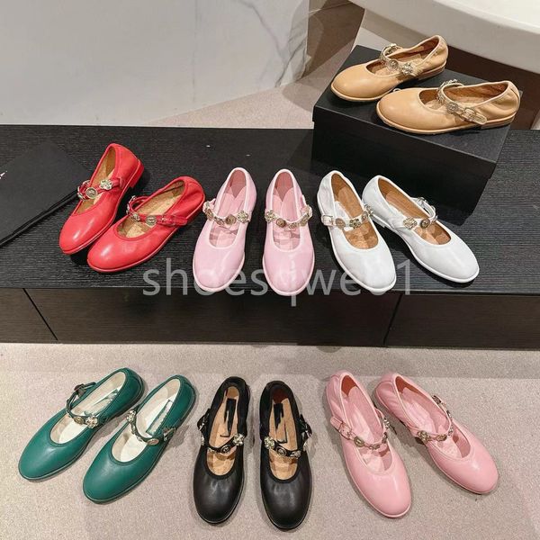 Top quality Cloth Mary Jane Ballet flat shoes strap Leather sole loafers womens flat Dress shoes Luxury designer shoes Office shoes Black 35