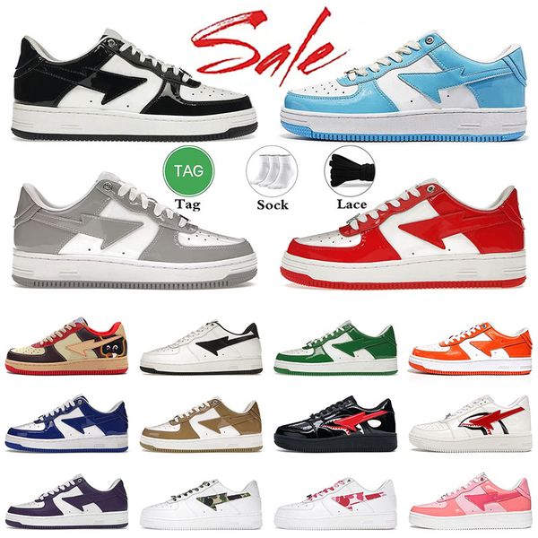 Designer Casual Shoes Low Men Women Patent Leather Black White Abc Camo Camouflage Skateboarding Sports Sneakers Trainers Outdoor Shark Size