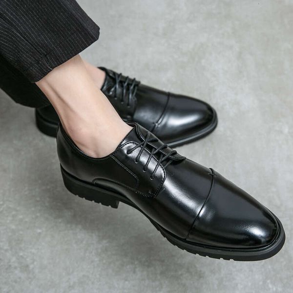 New Fashion Men&#039;s Business Leather British Style Work Office Oxford Black Dress Lace-up Shoes Free shipping