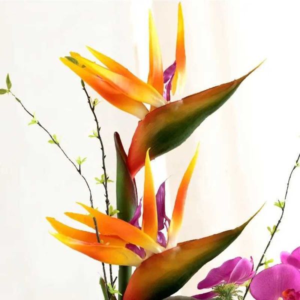 High-grade single pu bird of paradise artificial flowers fake flower potted plants with flowers crane wanglan flower arrangement Y240801