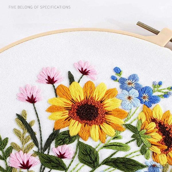 Chinese Products Embroidery Kits For Beginners Hand Embroidery Colorful Flower Plant DIY Kits With Embroidery Hoops Needles Threads R230807