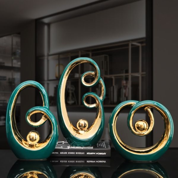 Modern Luxurious Living Room Home Decoration Accessories Abstract Ceramic Figurines Office Decoration Desk Souvenir Crafts