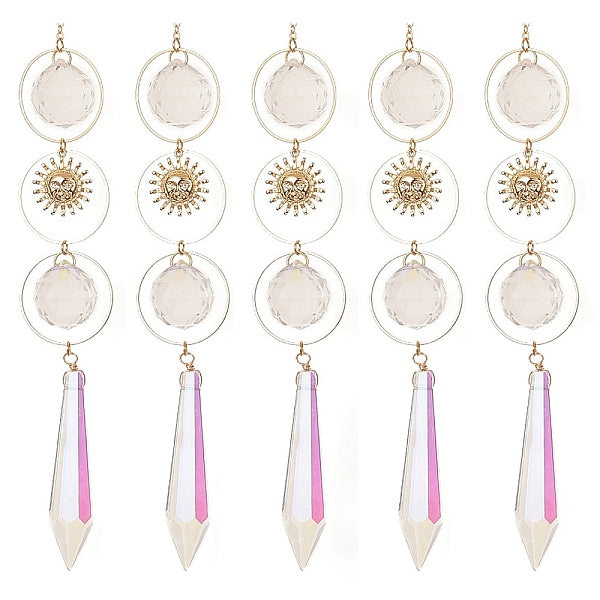 Ab couleur plaqué cristal cône grandes décorations pendantes