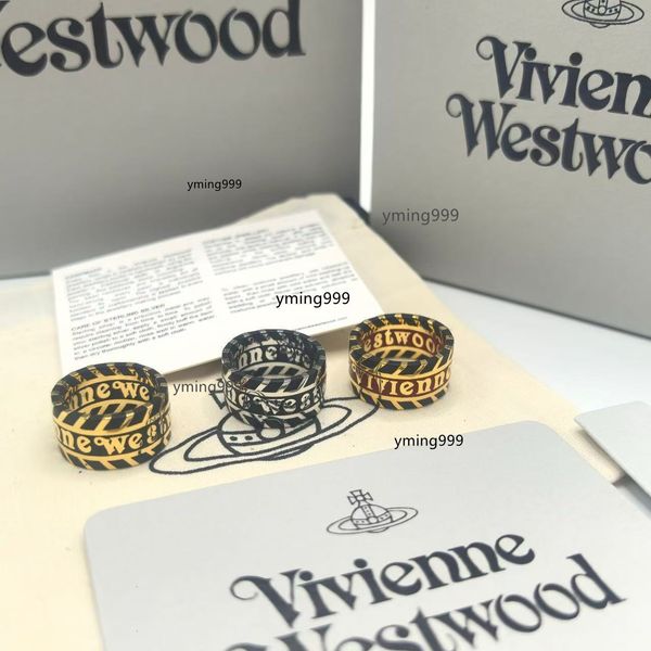 Designer Viviennd Westwood Queen Dowagers Chip Design Striped Letter Ring Punk Personality Ins Style Mens and Womens Universal Straig vivian
