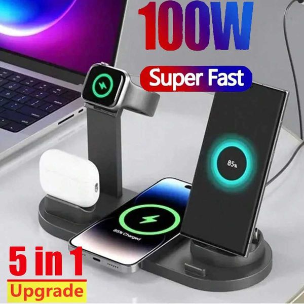 5-in-1 wireless charger stand pad suitable for iPhone 15 14 12 11 X Watch Airpods desktop phone charger fast charging dock Y241118