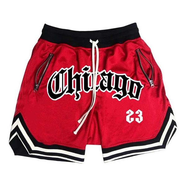 Shorts masculinos Basquete Chicago Shorts Mens Casual Sports Shorts Líquidos Fitness Shorts Treather Breather Running Treinamento Cinco Pont