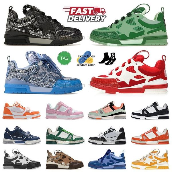 Mens Womens Casual Shoes Skates Trainers Plate-forme Skateboard Low Top Leather Designer Platform Classic Virgil Maxi Travel Luxury Fashion