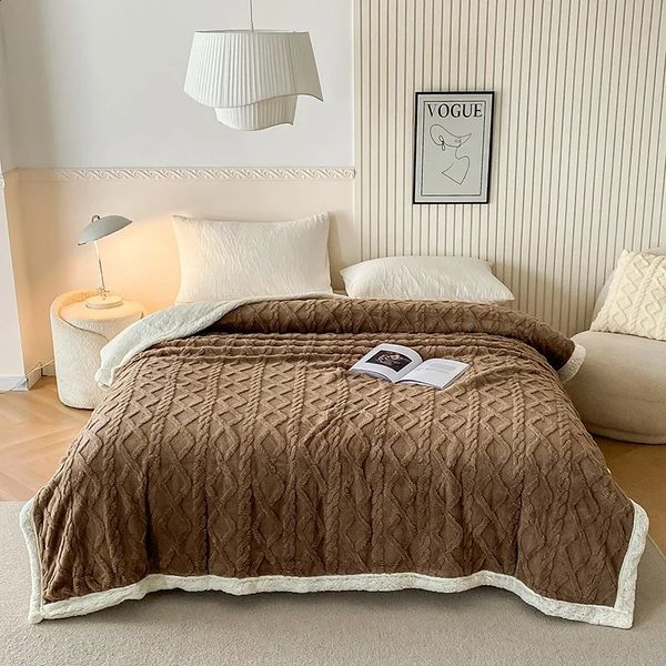 Soft Cozy Warm Sherpa DoubleLayer Throw Blanket for Living Room Sofa Couch Chair Bed Fleece Thick Nap Winter 241210