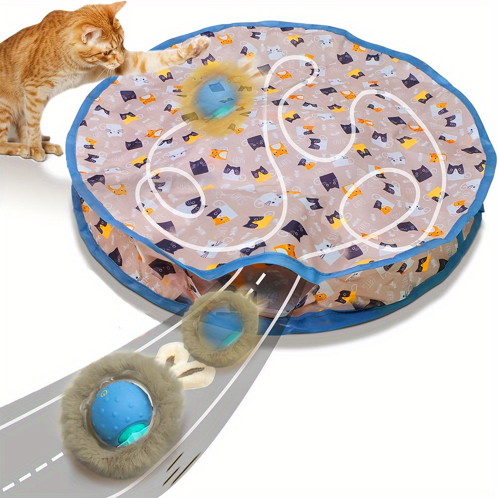 TEMU Interactive Cat Toys Ball Fast Rolling In Pouch, Motion Chirping Cat Toy Hide And Seek Mouse Catching Game