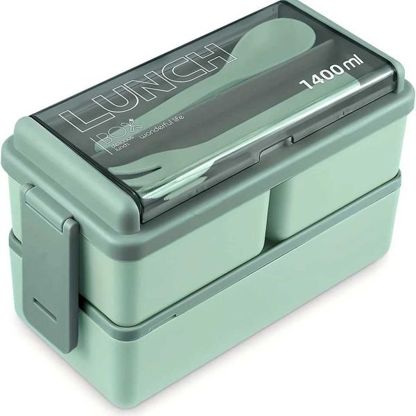 Stackable Square Bento Lunch Box - Leakproof Microwave Safe with Custizable Cpartments for Off School TravelT250108