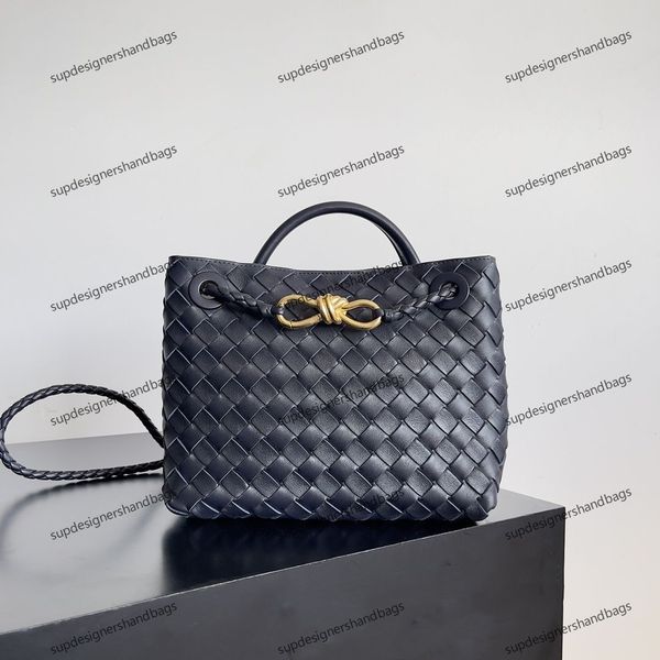 10A Retro Mirror Quality Designers small size Andiamo Tote Bag Womens Genuine Leather Weave Handle Handbag Luxury Lambskin With Box