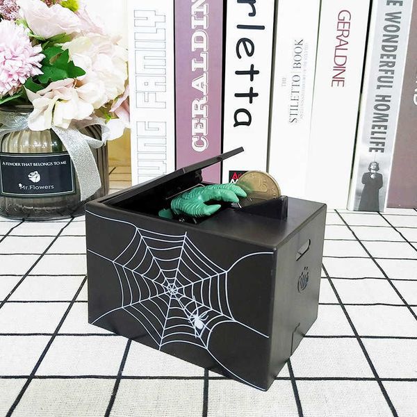 Decorative Objects Figurines Electronic Money Box Spider Web Printing Safe Deposit Case Plastic Hand Grab Coins Children Toy Piggy Bank Tire