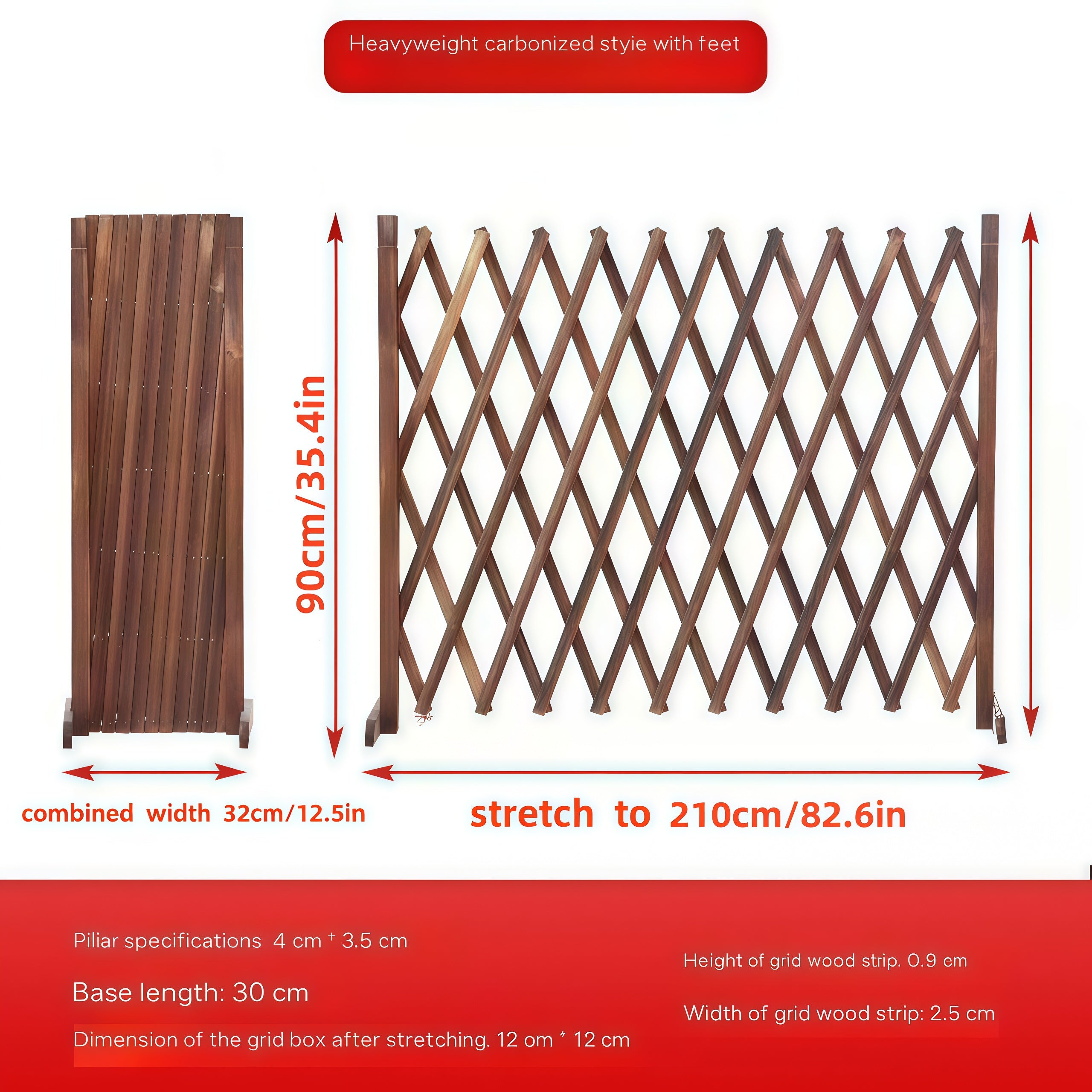 TEMU Adjustable Fence Panel - Heavy-duty Wood Slats & Picket Gate, Extendable Dog Door Barrier, Plant Climbing Frame For Indoor-outdoor Garden,, Yard