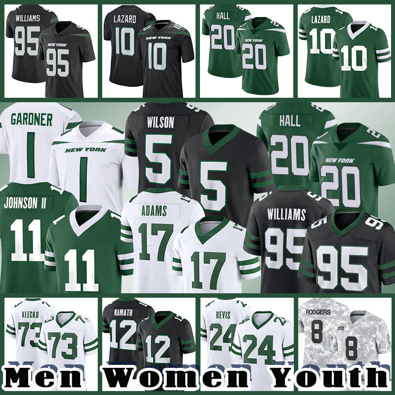 Davante Adams Aaron Rodgers Football Jersey Joe Klecko Breece Hall Joe Namath Garrett Wilsons Sauce Gardners Quinnen Williams Will McDonald Travis Q