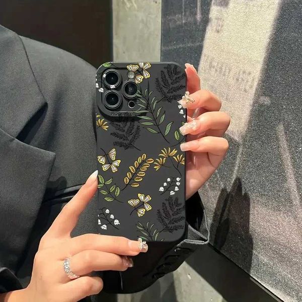 Abstract Plants Phone Case For iPhone 16 11 12 13 14 15 Pro Max X XS XR 7 8 Plus SE 13 Mini Shockproof Silicone Soft Cover P240914