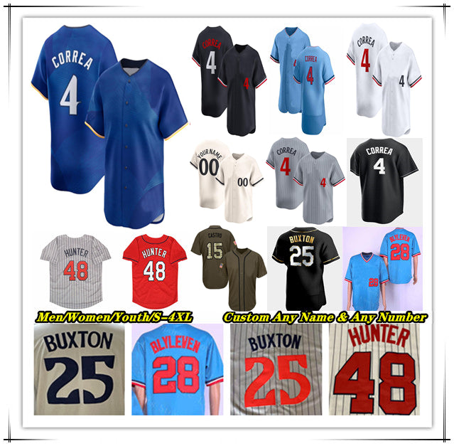 Carlos Correa Baseball Jersey Willi Castro Carlos Santana Max Kepler Jose Miranda Ryan Jeffers Ryan Jeffers Byron Buxton Trevor Larnach Pablo Lopez