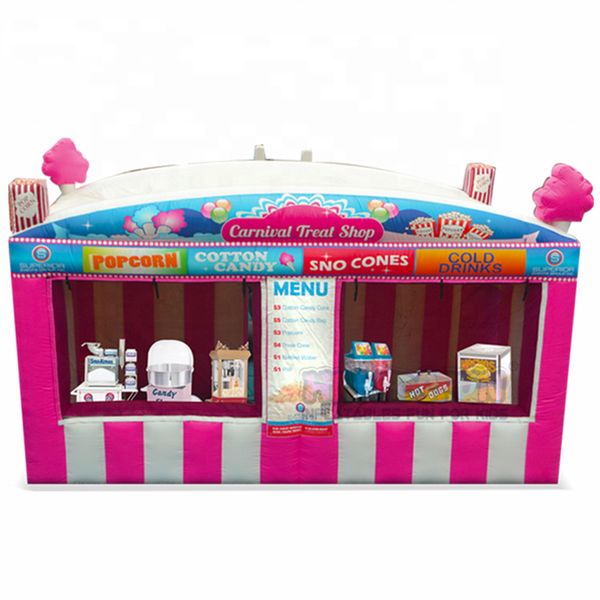 wholesale Fast food oxford pink giant inflatable carnival treat shop-Concession Stand-popcorn ice cream booth with blower