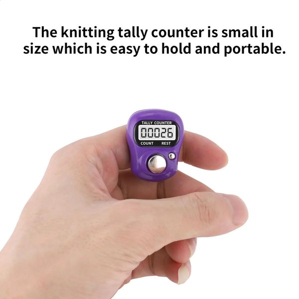 Hand Held Useful Digital Display Knitting Crochet Amigurumi PurpleGreen Stich Row Tally Counter 240918