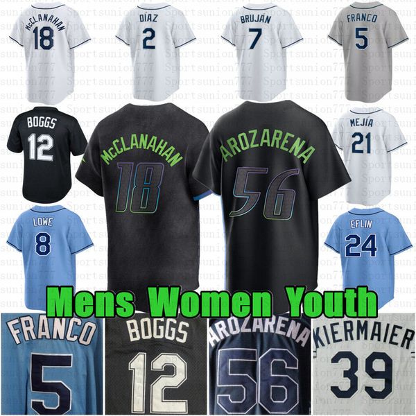 2024 City Connect Wander Franco 56 Randy Arozarena Custom Baseball Jersey Shane McClanahan Wade Boggs Tyler Glasnow Brandon Lowe Yandy Diaz