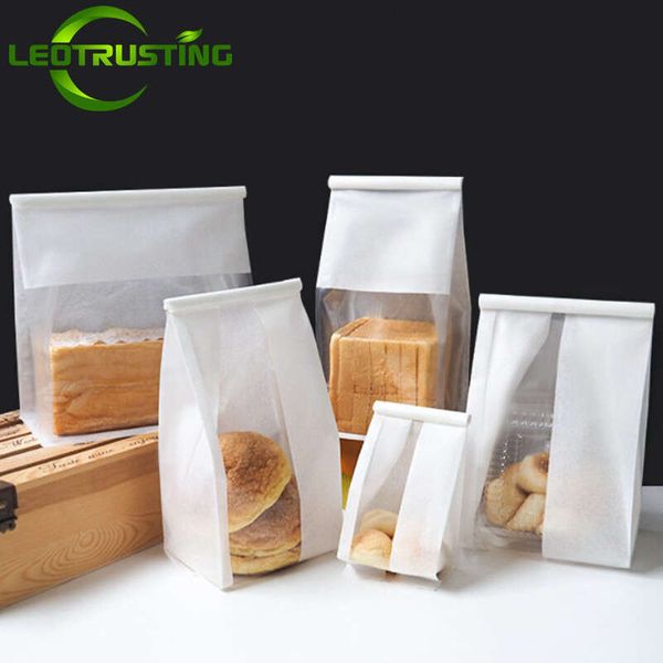 Iron Wire White Cotton Paper Window Toast Bread Cookies Packaging Bag Baking Biscuit Oil Proof Slice Cake Storage Pouches