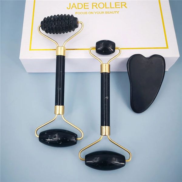 Obsidian jade roller massager leech scraper skin care tool natural body back beauty lifting massage 241213
