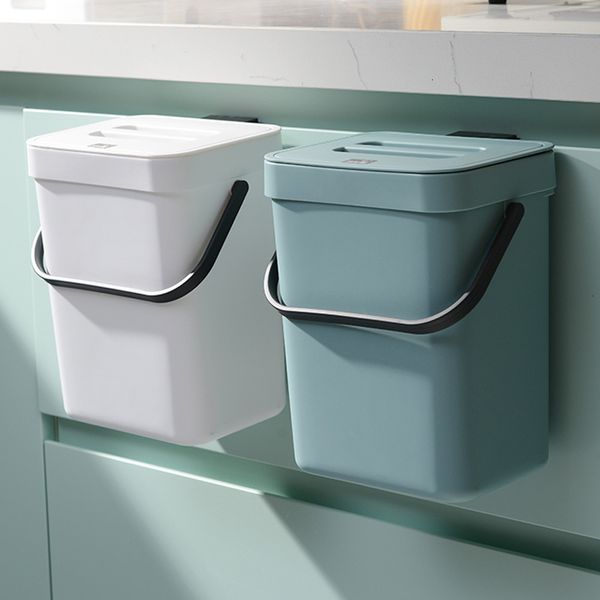 Waste Bins Multifunction Hanging Trash Can for Kitchen Nordic Wall Mounted Bathroom Trash Bin Wastebasket Toilet Bucket with Cover 230306