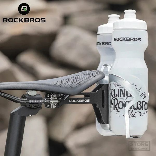 ROCKBROS Double Cup Bicycle Water Bottle Cage Saddle Extension Bracket Bicycle Bracket MTB Road Bicycle Accessories 241212