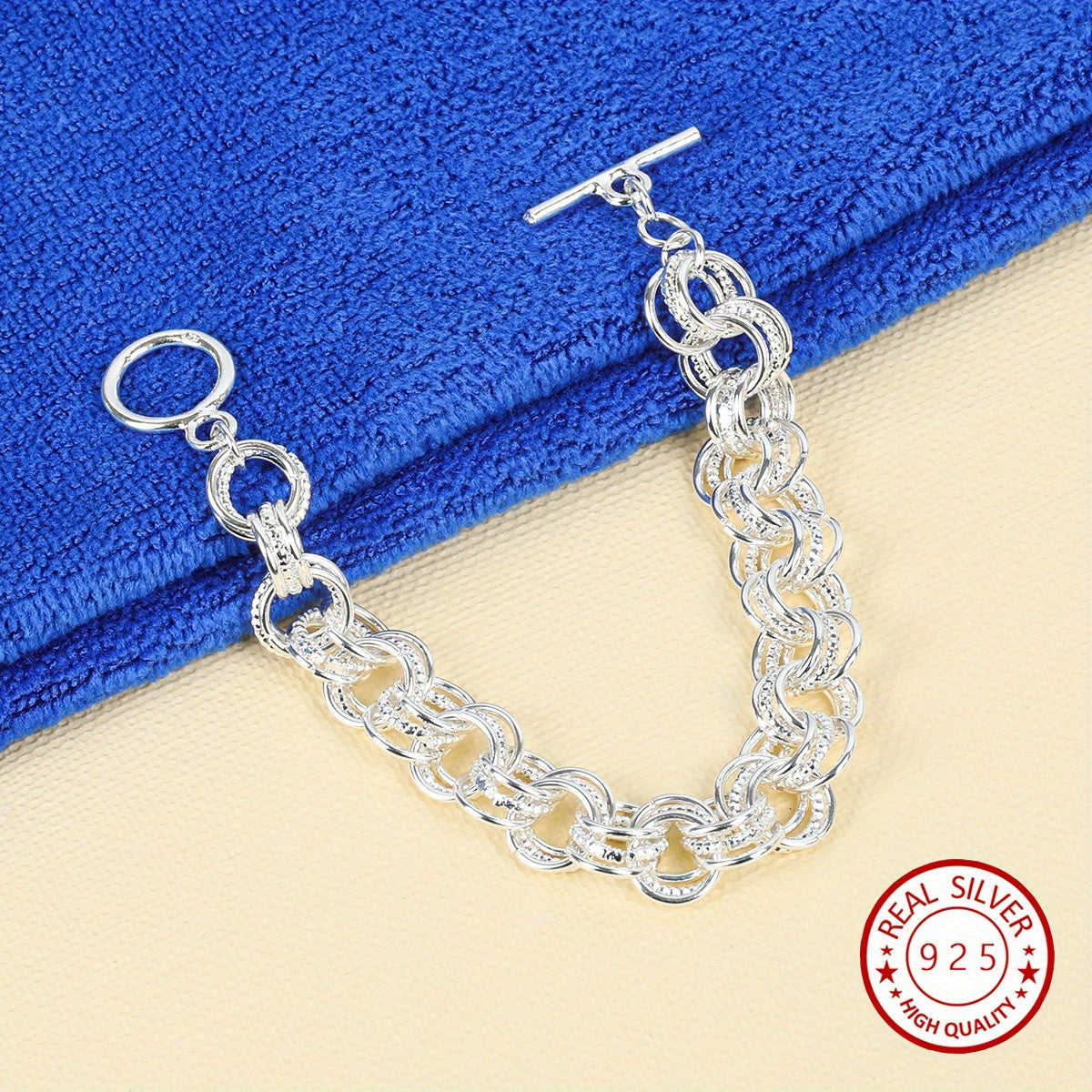 TEMU A 925 Sterling Silver Twisted Double Ring Bracelet- An Elegant And Stylish Accessory For Casual Wear And Parties- The Perfect Day Jewelry Gift