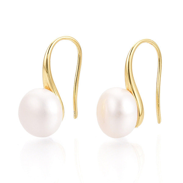 Boucles d'oreilles pendantes en laiton et perles naturelles