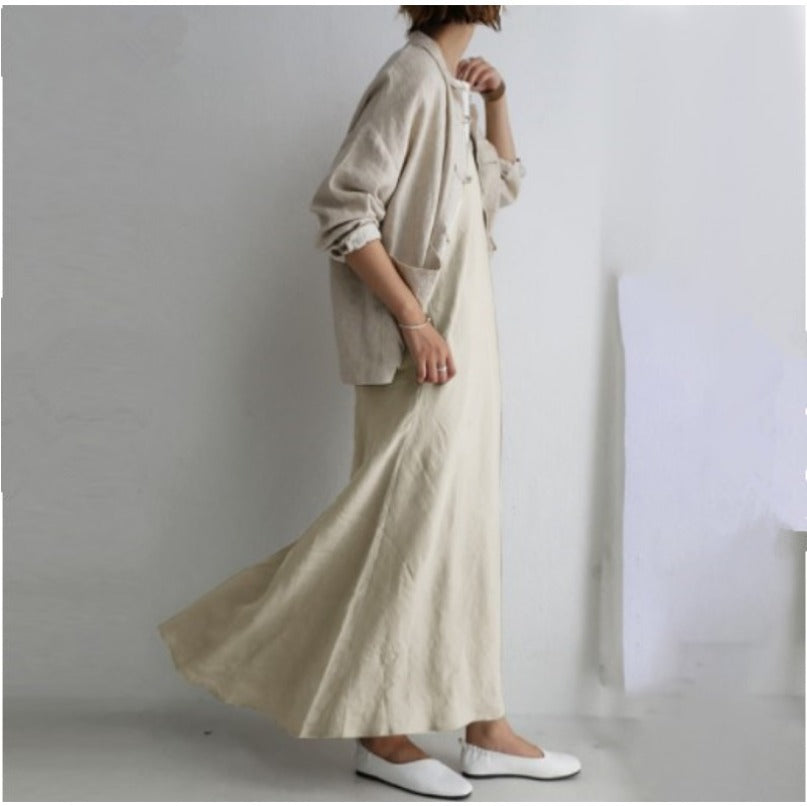 (796) New Solid Color Sleeveless V-neck Plus Size Loose Swing Dress