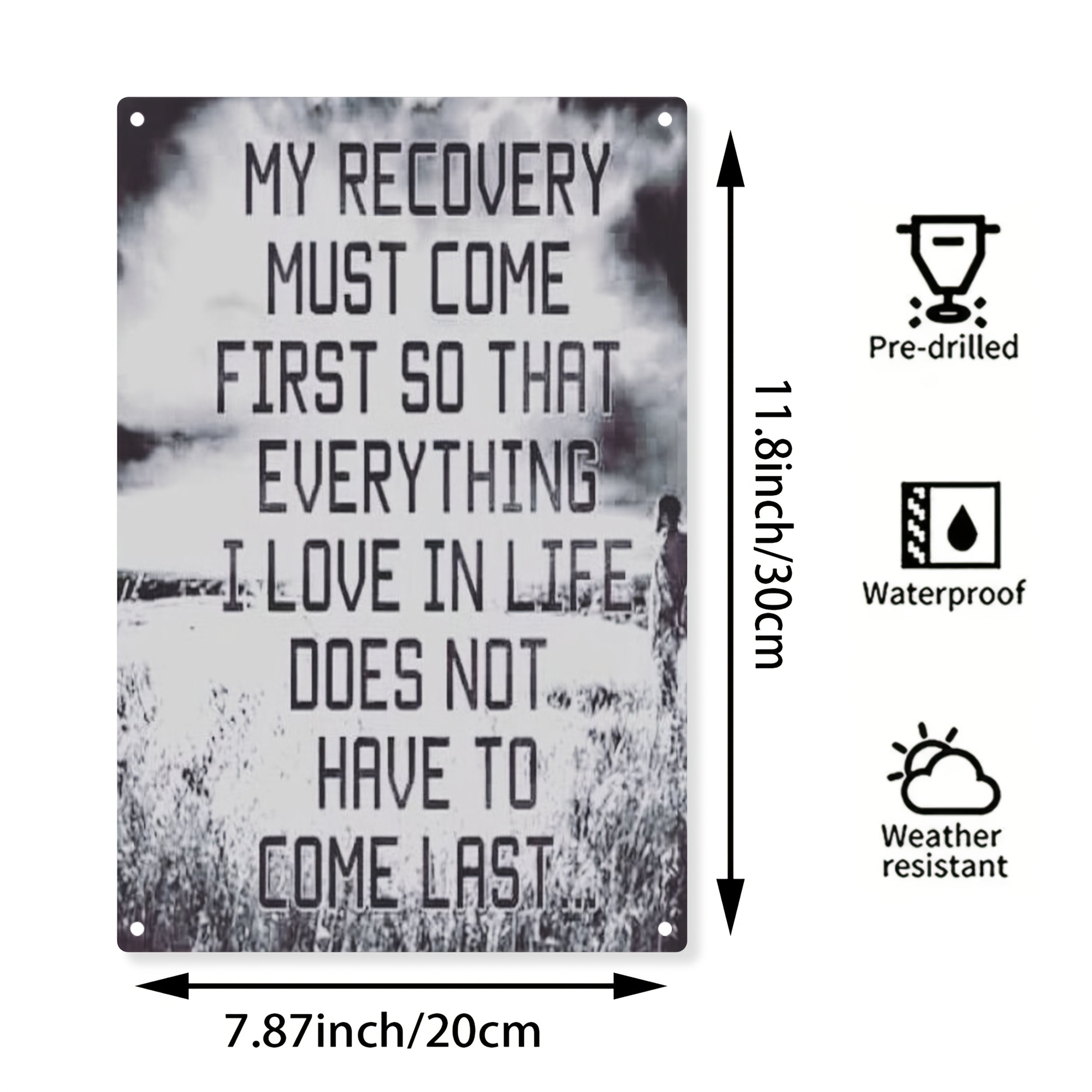TEMU 2d Flat, Inspirational " Must Come First" Quote Metal Wall Decor - 8x12 Tin Sign, Rustic Aluminum Plaque For Home & Outdoor, And Sobriety