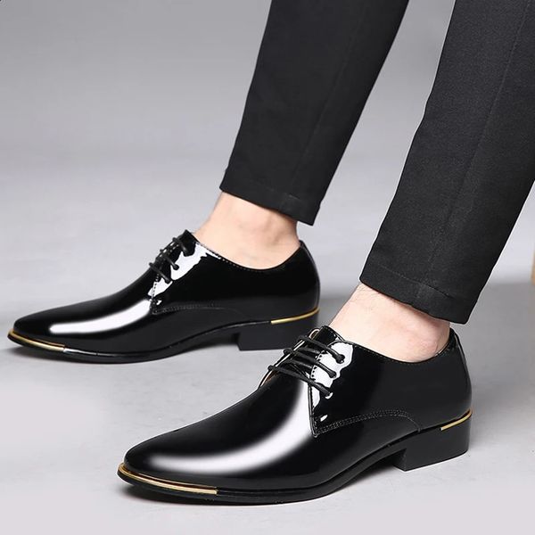 Classic patent mens leather shoes dress shoes Plus size dot toe formal Oxford lace up business casual mens wear 240923