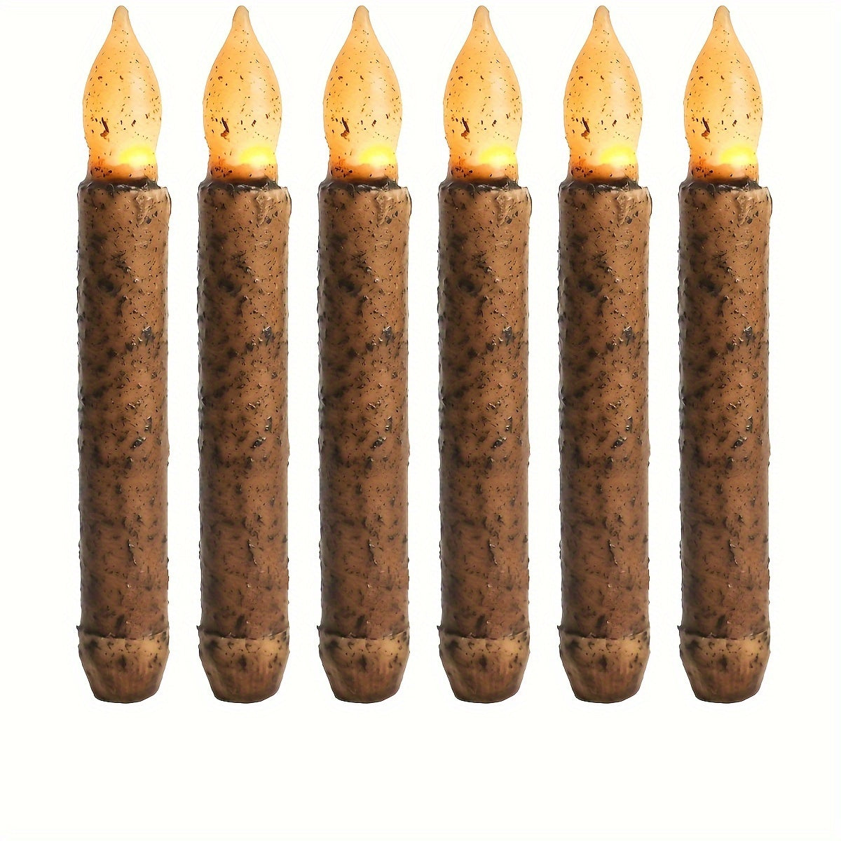 TEMU 6pcs Primitive Timer Battery Candles, Battery Not Includeds, 6.5 Inch Taper Candles Led, For Halloween Table Decor, Rustic Decoration