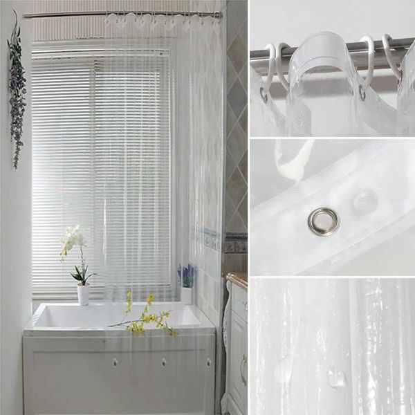 PEVA Plastic Shower Curtain Waterproof Transparent Luxury Bath Curtain Y240816