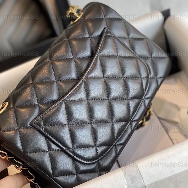 10A Mirror Quality Designer Mini Rectangle Flap Bag Mini 20cm Womens Real Leather Caviar Lambskin Handbag Black Quilted Purse Crossbody Shou