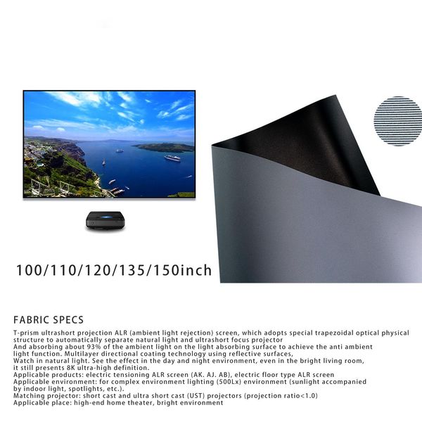 100 -150 inch UST ALR Projector Screen Fabric Without Frame For Ultra Short Throw Projector Cloth DIY Accessories