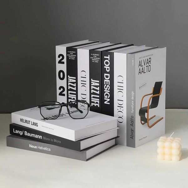 Simple Fake Books for Decorating Coffee Tables Modern Home Decor Black and White Text Graphic Display Books Home Accessories W240826