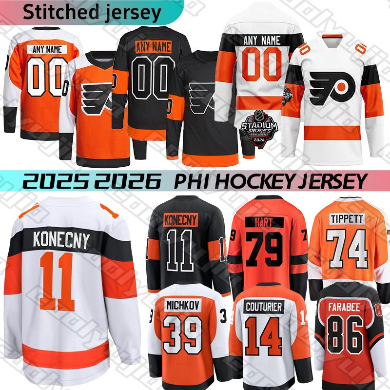 PHI Philadephia Flyers hockey jerseys #39 Michkov #14 Couturier #11 Konecny Retro jersey Hart Matvei Travis Brink Tippett Clarke 2025 mens stadium s