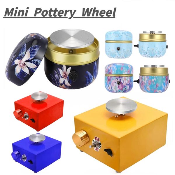 Electric Pottery Wheel Potter&#039;s Wheel Forming Machine Mini Pottery Turntable With Tray & Sculpting Kit DIY Ceramic Clay Tools