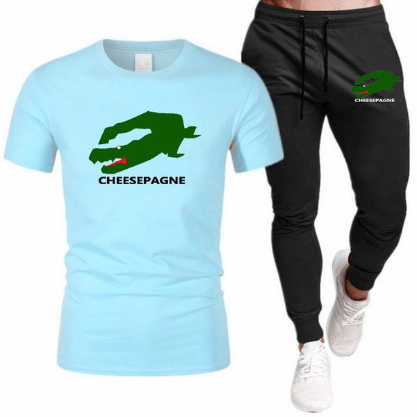 Men&#039;s T-shirt and Shorts Sports Two-piece Running and Fitness Short Sleeve Set Comfortable and Breathable Casual Clothing