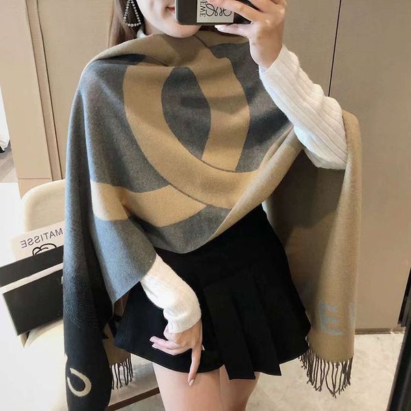 Scarf Designer Winter Poncho Shawl Cashmere C Scarf for Women Fashion Pashmina Wraps Thick Warm Female Bl