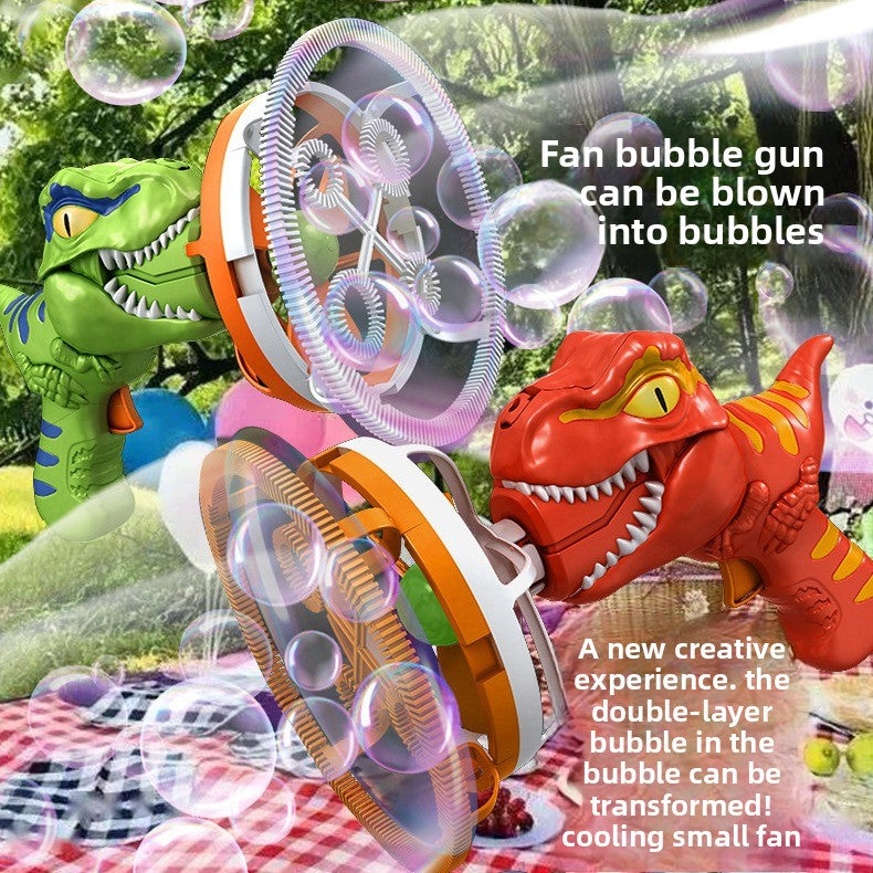 Bubble machine 250ml bubble solution - New children&#039;s handheld electric dinosaur fan bubble gun outdoor toys for boys and girls