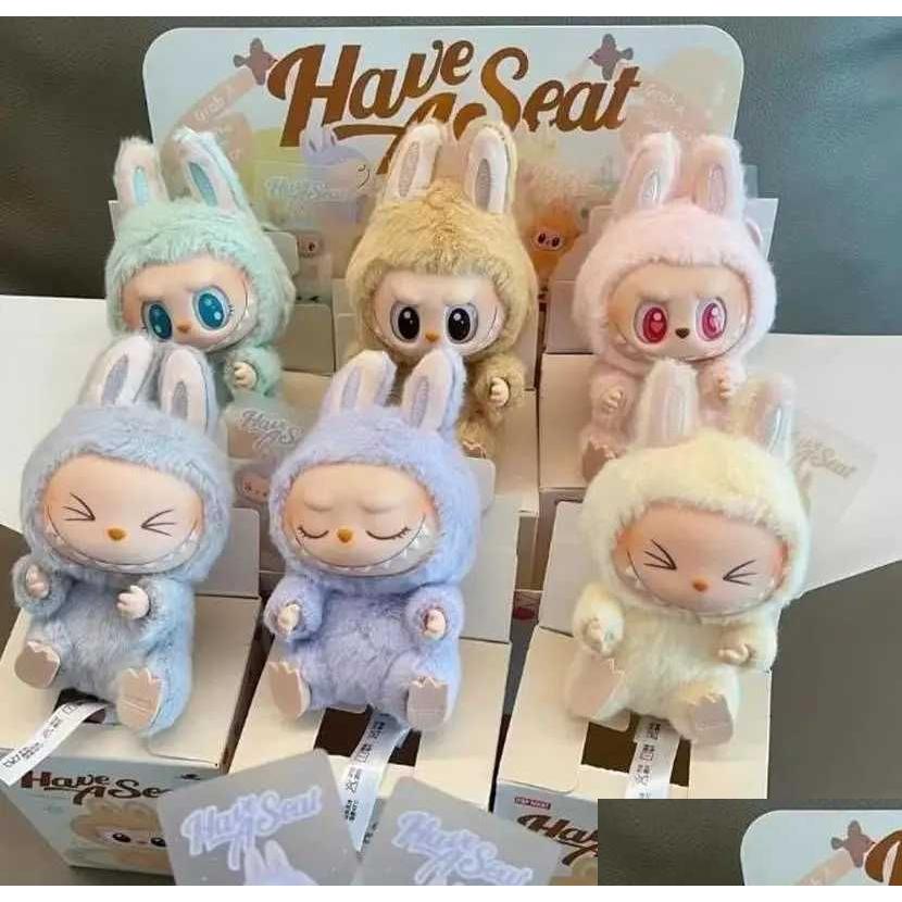 Blind Box Figure Labubu Have A Seat Series Vinyl Pendant Doll Model Toy Cute Monster Keychain Toys Birthday Drop Delivery Gifts Action Otpbi