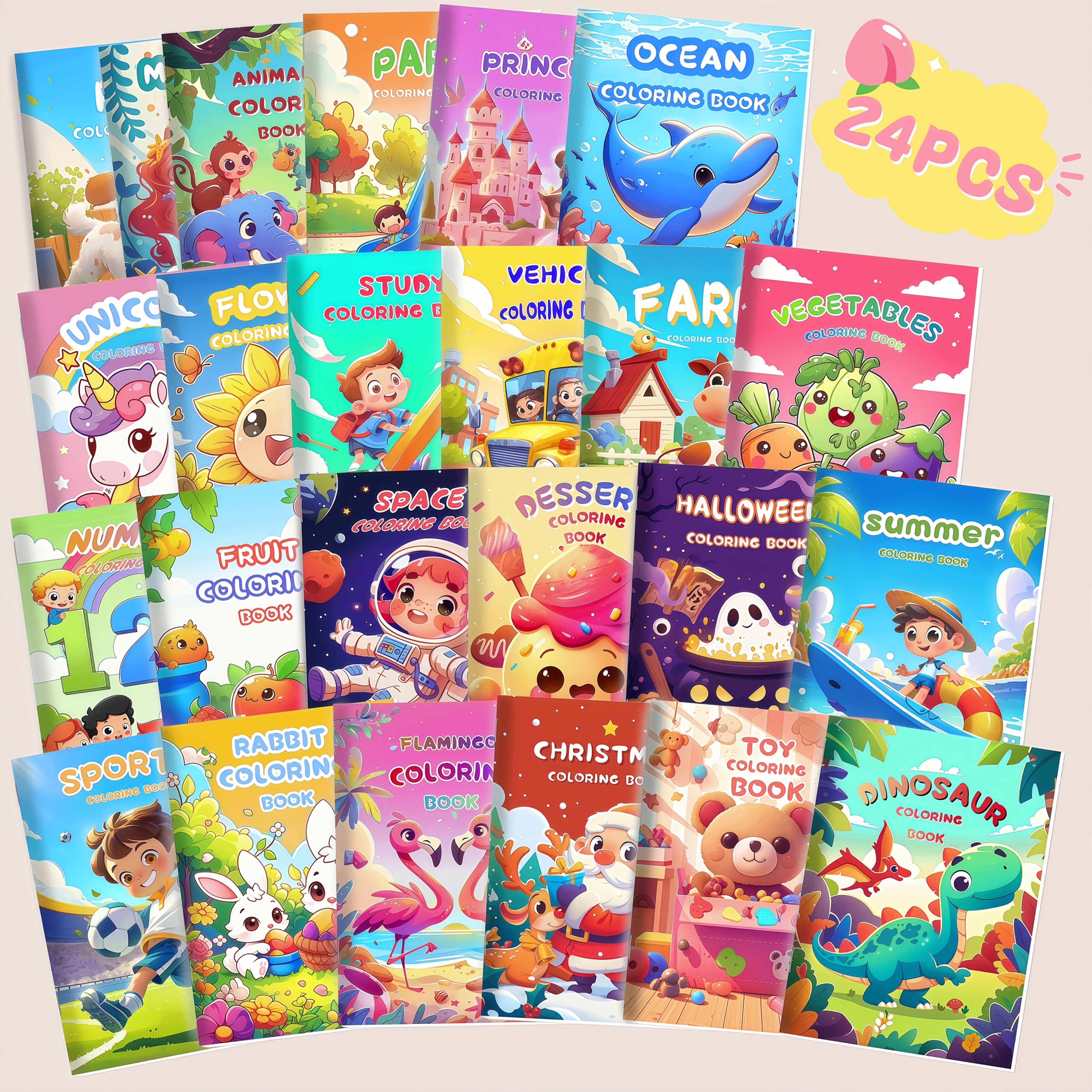 TEMU 24 Pack Coloring Books For Kids Ages 4-8, 8-12 Birthday Party Favors Bulk Gifts Goodie Bags Stuffers School Classroom Activity Books Halloween