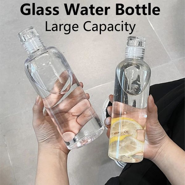 300-1000ml Glass Water Bottle Large Capacity with Time Marker Cover for Water Drink Outdoor PortableTransparent Milk Juice Cup 250113