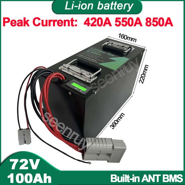 72V 100AH Li-íon com carregador 170A 220A 340A Bateria de polímero de lítio para triciclo de bicicleta E-BKIE MOTOCYCLO DE SCOOTER ELÉTRIC